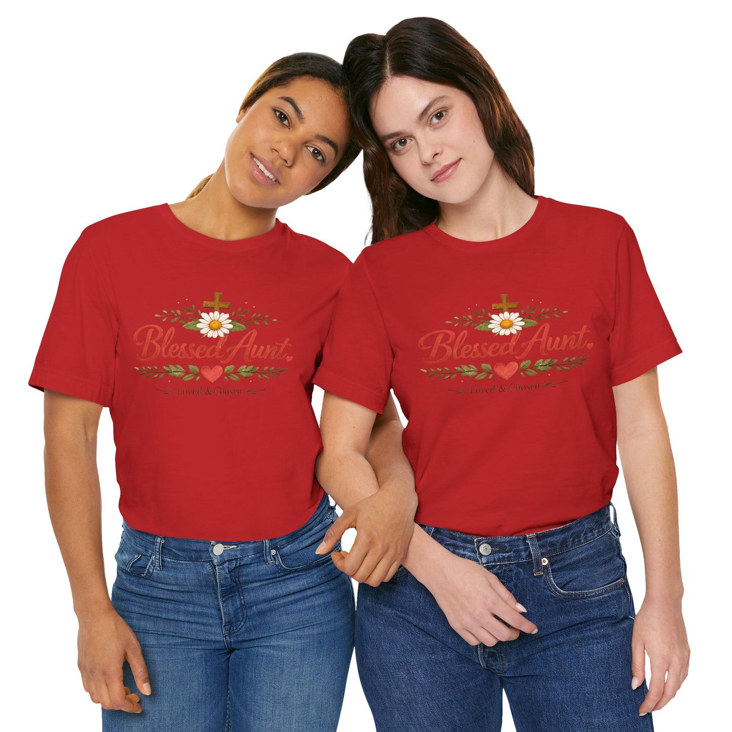Blessed Aunt T-Shirt - "Blessed Aunt Loved & Chosen" Christian Floral Tee
