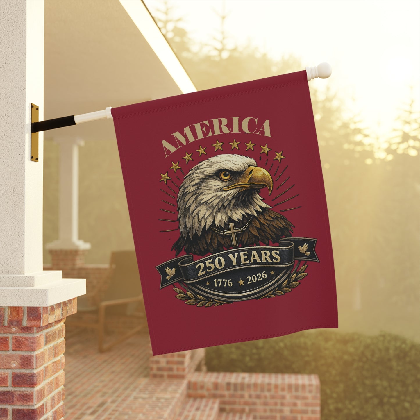America 250 Years Patriotic Garden Flag — Bald Eagle 1776‑2026 Celebration Banner