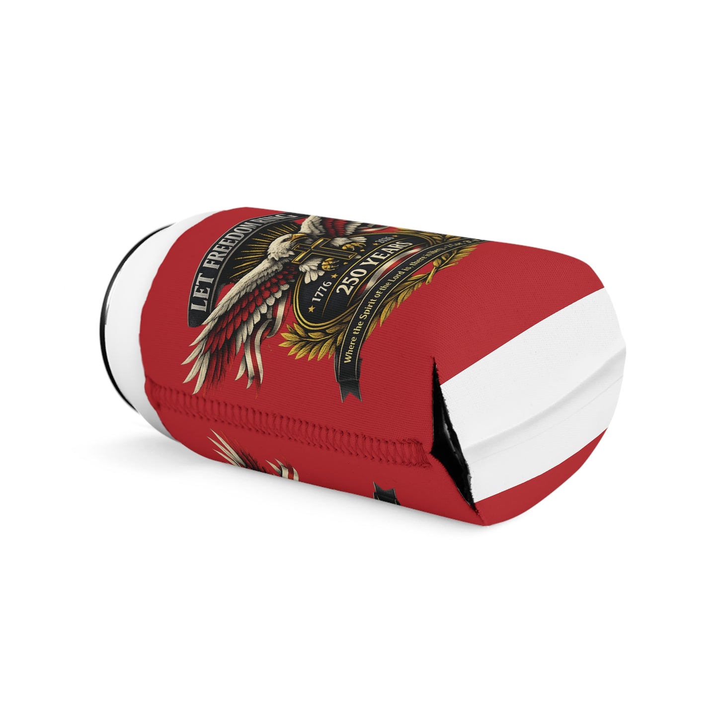 Let Freedom Ring 250 Years Can Cooler Sleeve - Patriotic Eagle & Cross Beer Koozie