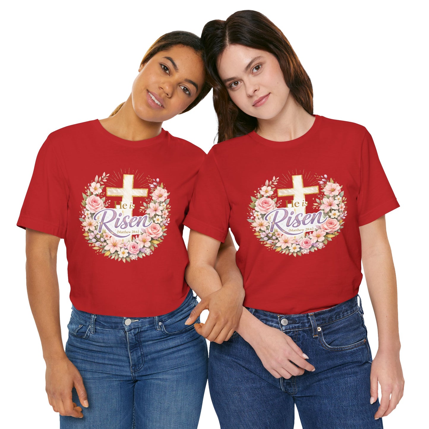 He Is Risen Floral Cross T-Shirt