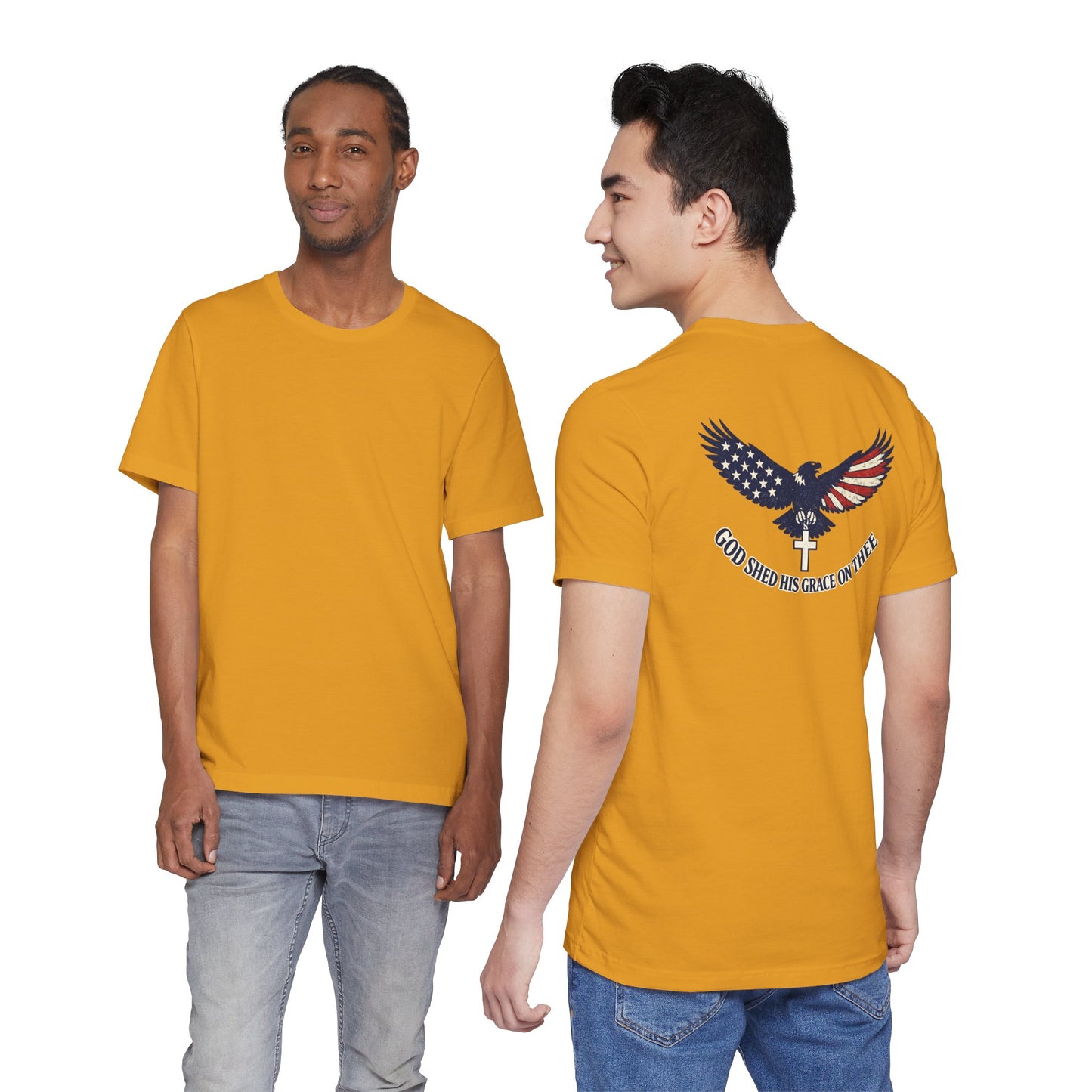 Patriotic Eagle T‑Shirt — "God Shed His Grace on Thee" Back Graphic Tee