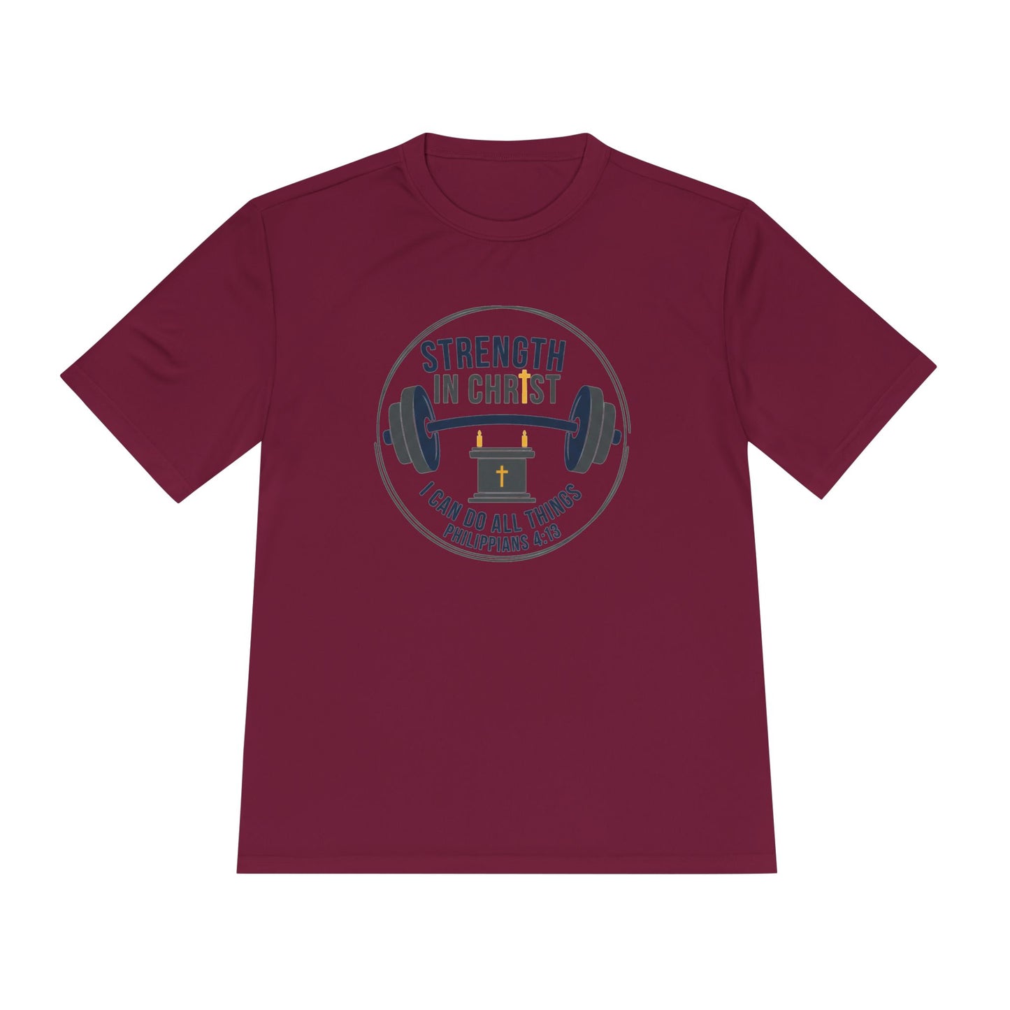 Philippians 4:13 'Strength in Christ' Moisture-Wicking Workout Tee