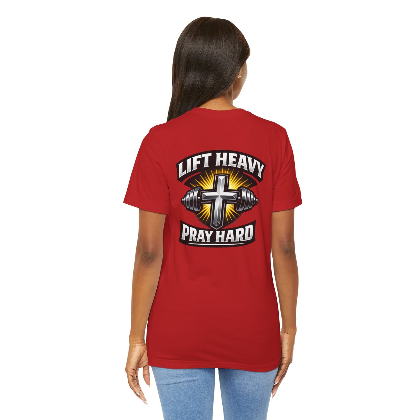 Lift Heavy Pray Hard T‑Shirt — Christian Fitness Gym Tee