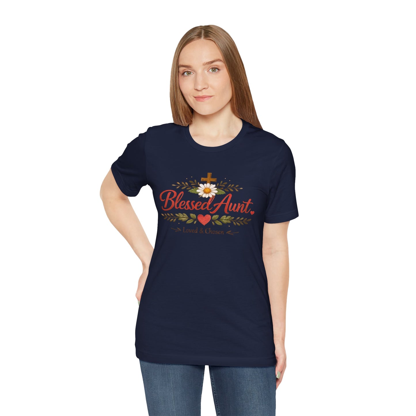 Blessed Aunt T-Shirt - "Blessed Aunt Loved & Chosen" Christian Floral Tee