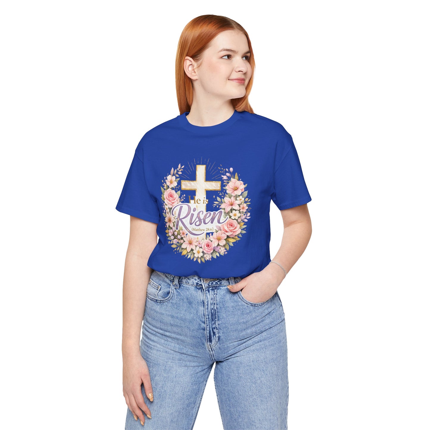 He Is Risen Floral Cross T-Shirt