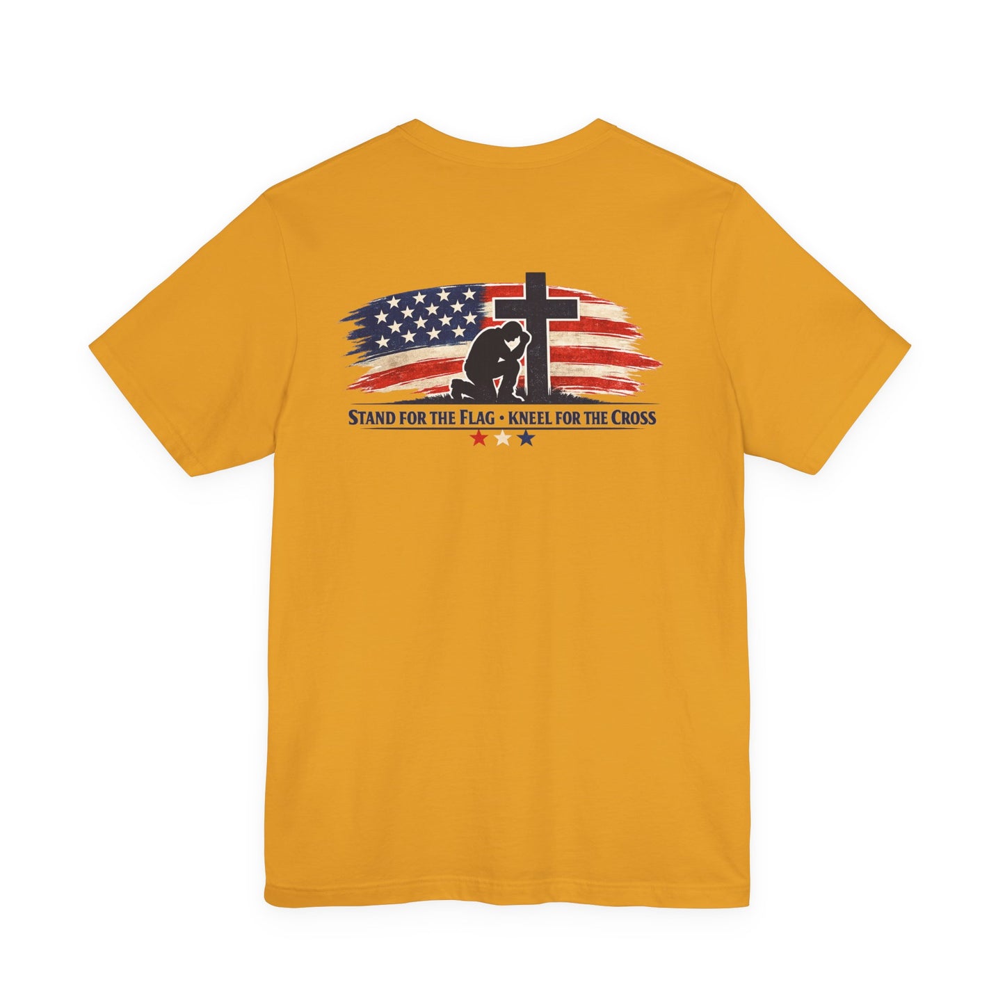 Patriotic Cross Tee – "Stand for the Flag, Kneel for the Cross" Short Sleeve T-Shirt