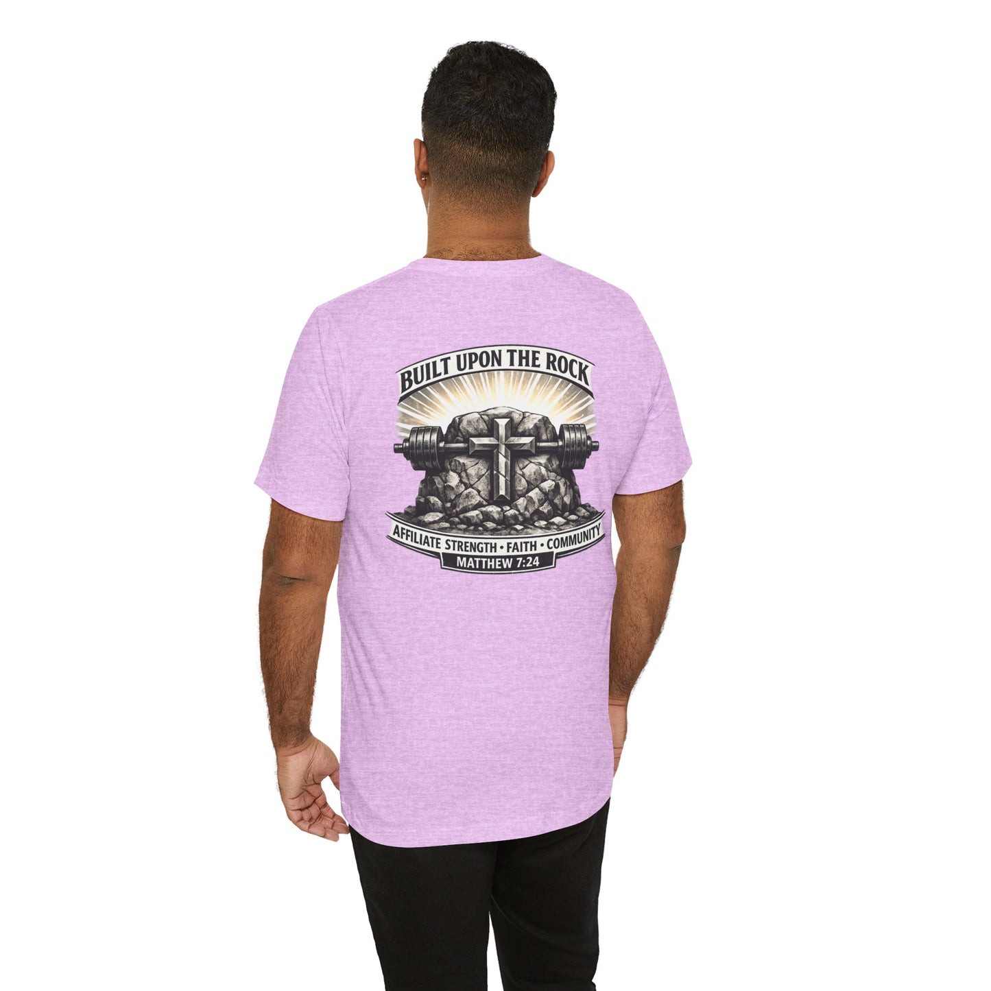 Built Upon the Rock T‑Shirt — Christian Faith Matthew 7:24 Graphic Tee