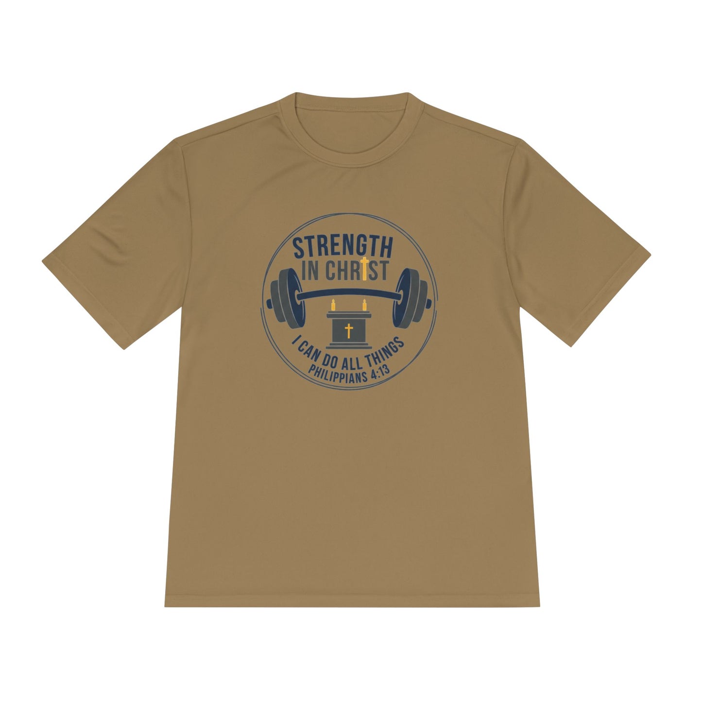 Philippians 4:13 'Strength in Christ' Moisture-Wicking Workout Tee