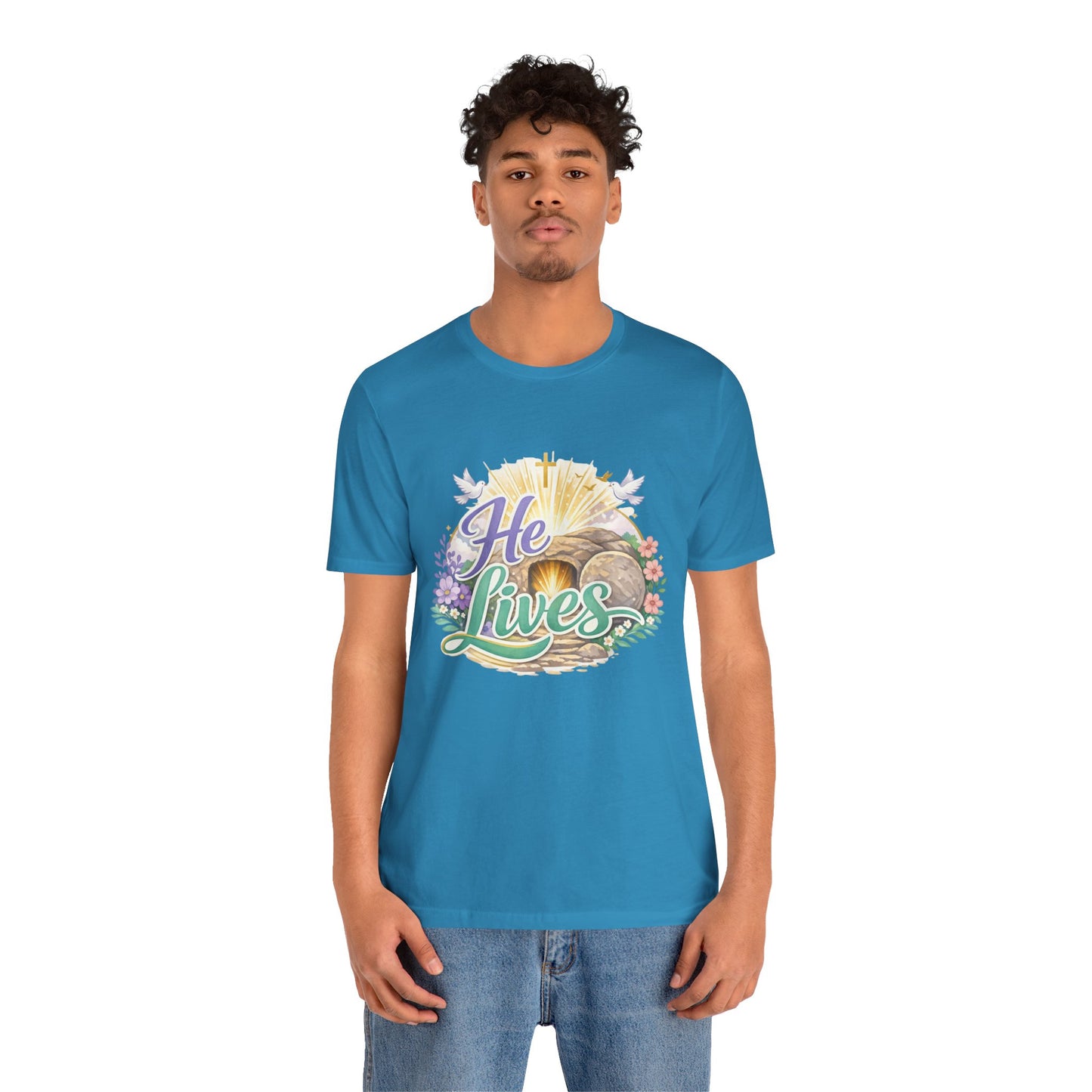 He Lives Jesus Tomb Tee — Christian Easter T‑Shirt