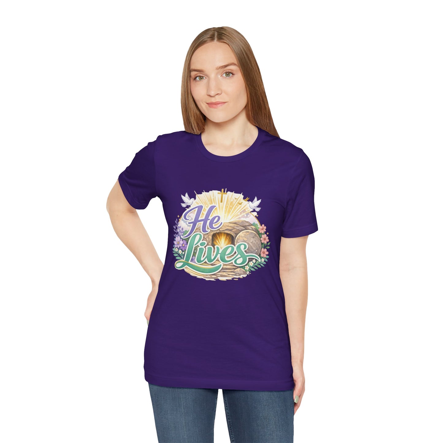 He Lives Jesus Tomb Tee — Christian Easter T‑Shirt