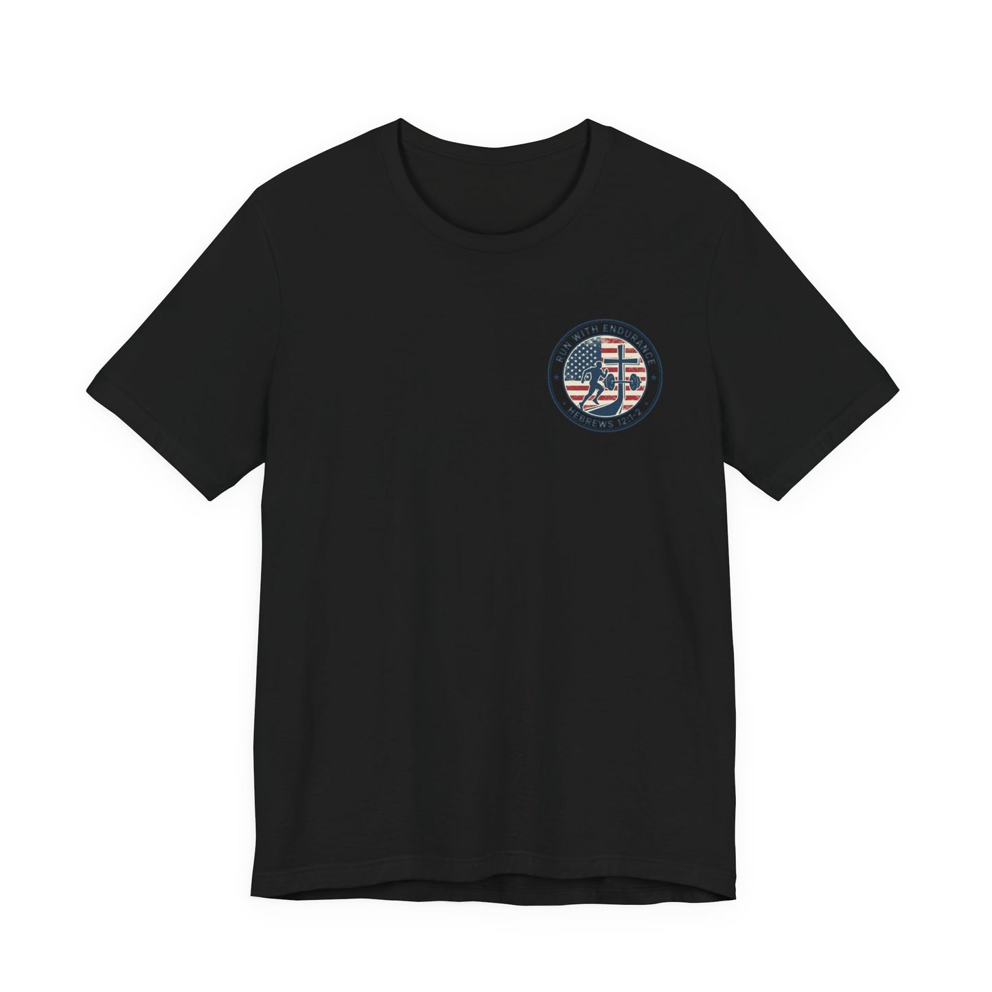 Hebrews 12:1-2 'Run With Endurance' T-Shirt — Inspirational Christian Tee