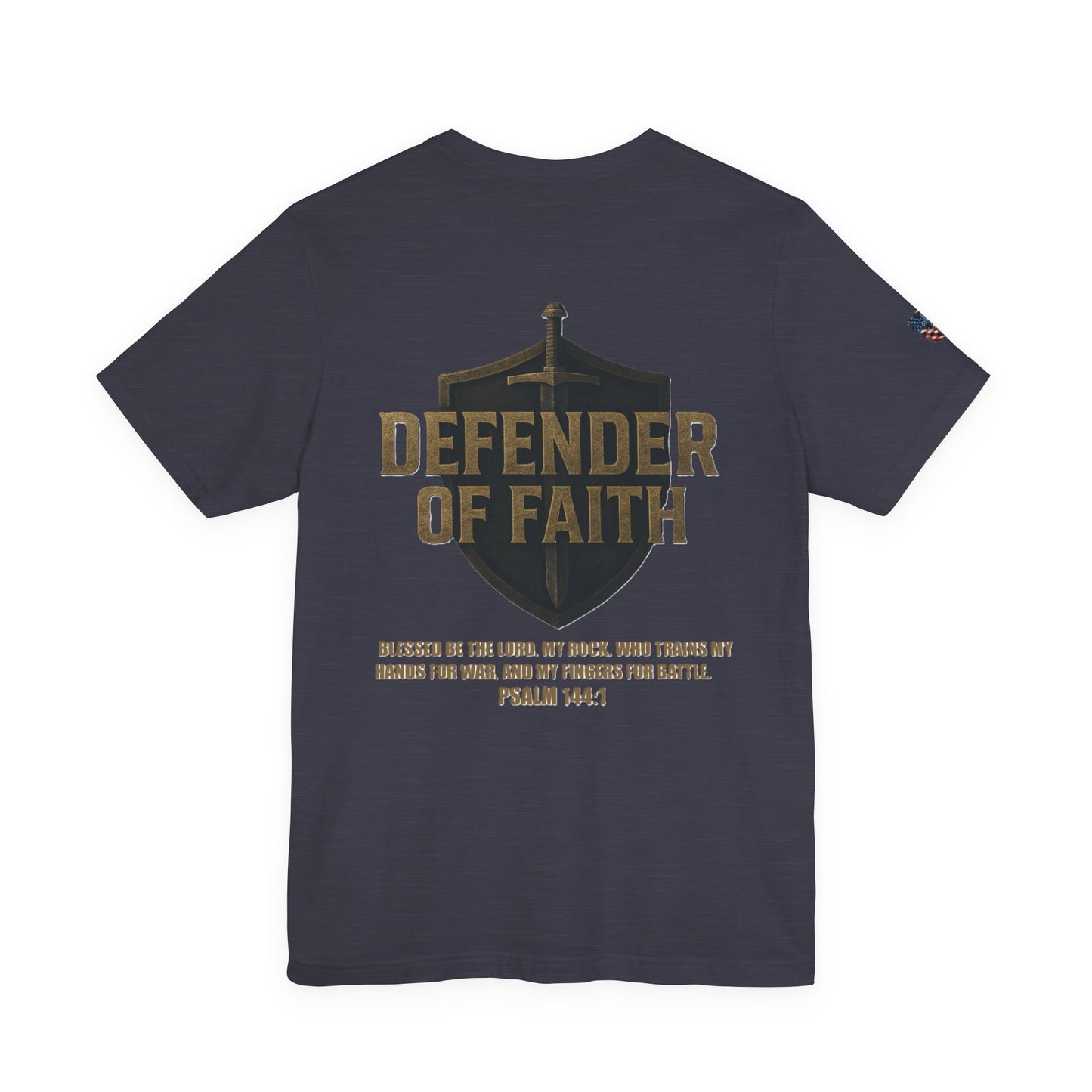Psalm 144:1 'Defender of Faith' T-Shirt — Christian Scripture Tee