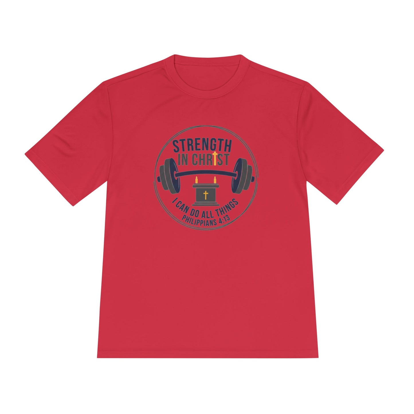 Philippians 4:13 'Strength in Christ' Moisture-Wicking Workout Tee