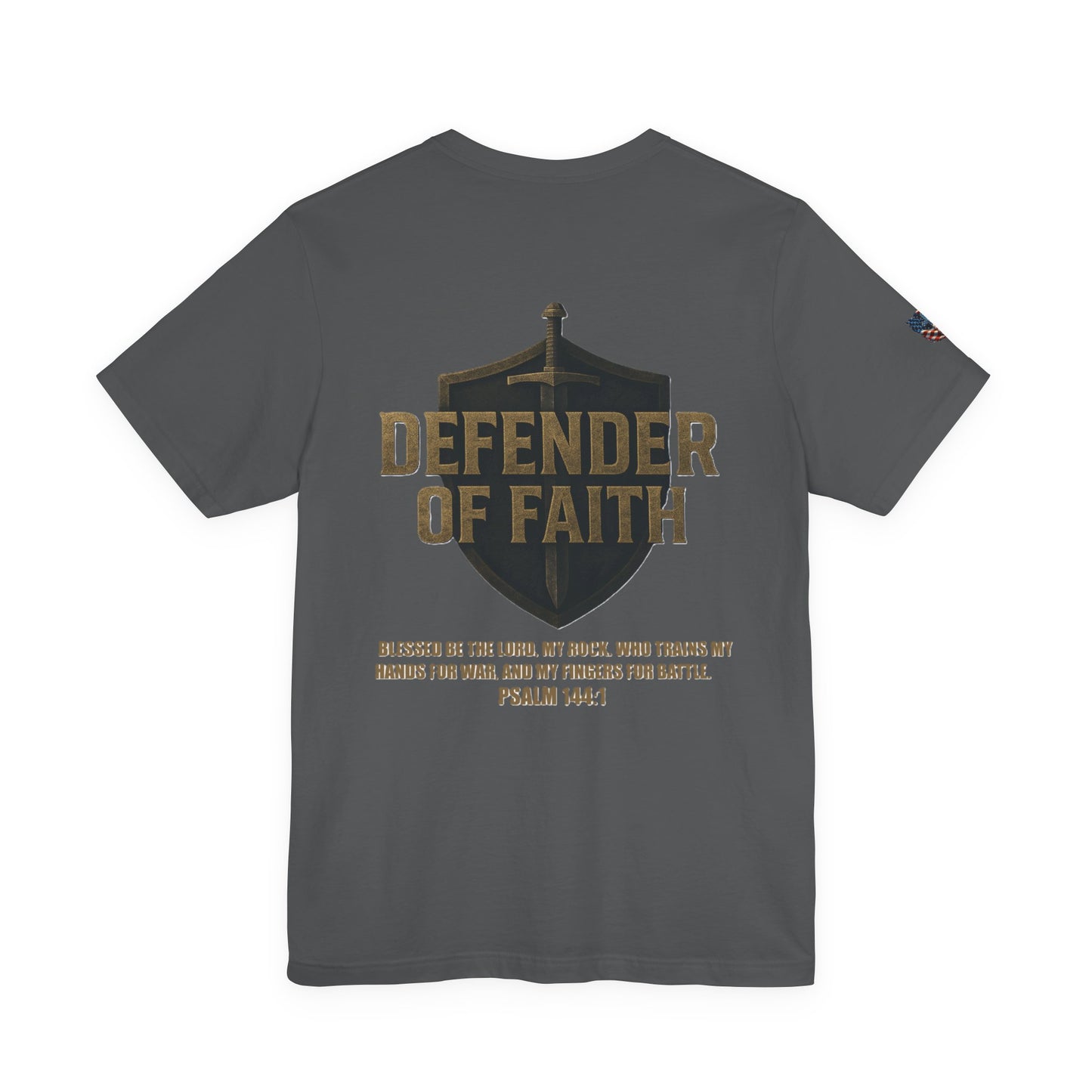 Psalm 144:1 'Defender of Faith' T-Shirt — Christian Scripture Tee