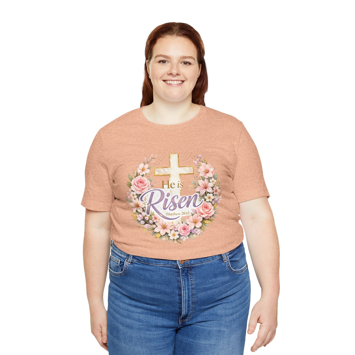 He Is Risen Floral Cross T-Shirt