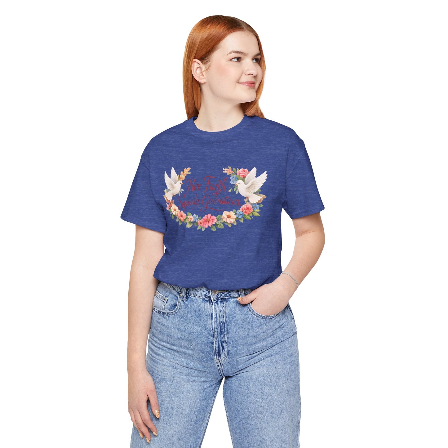 Her Faith Speaks Generations T-Shirt — Floral Christian Inspirational Tee