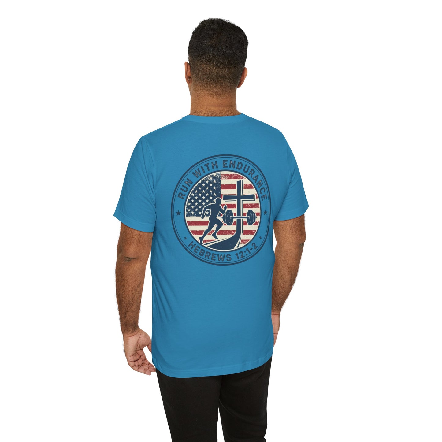 Hebrews 12:1-2 'Run With Endurance' T-Shirt — Inspirational Christian Tee