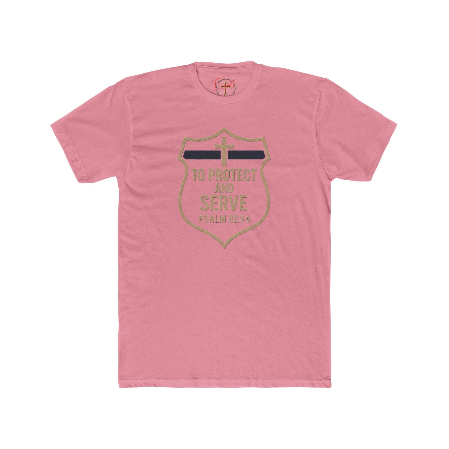 Blue Line "Serve and Protect" Christian Cross T-Shirt