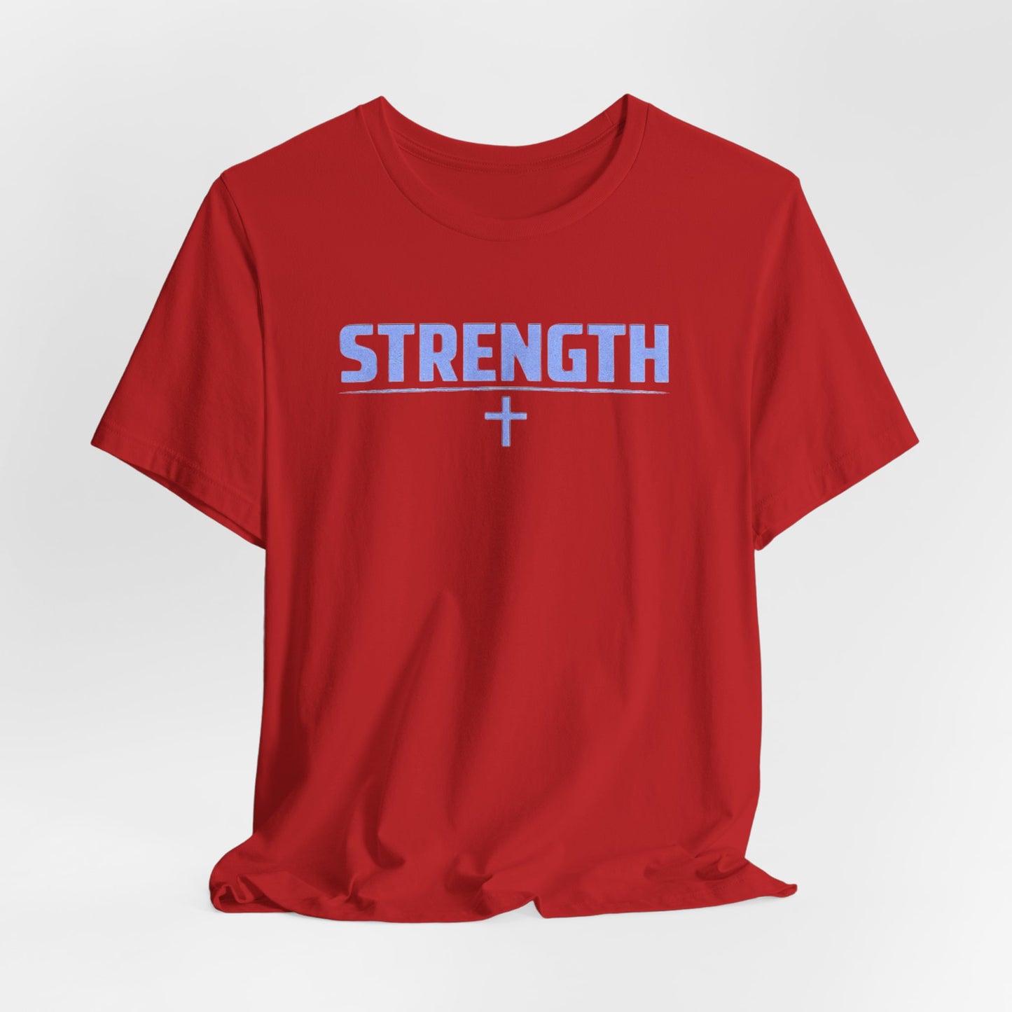 Strength with Cross Tee — Minimal Motivational Fitness Shirt
