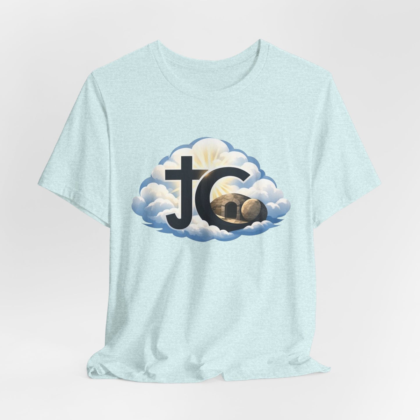 Jesus Christ (JC) Cross Tee — Crucified, Risen & Coming Again