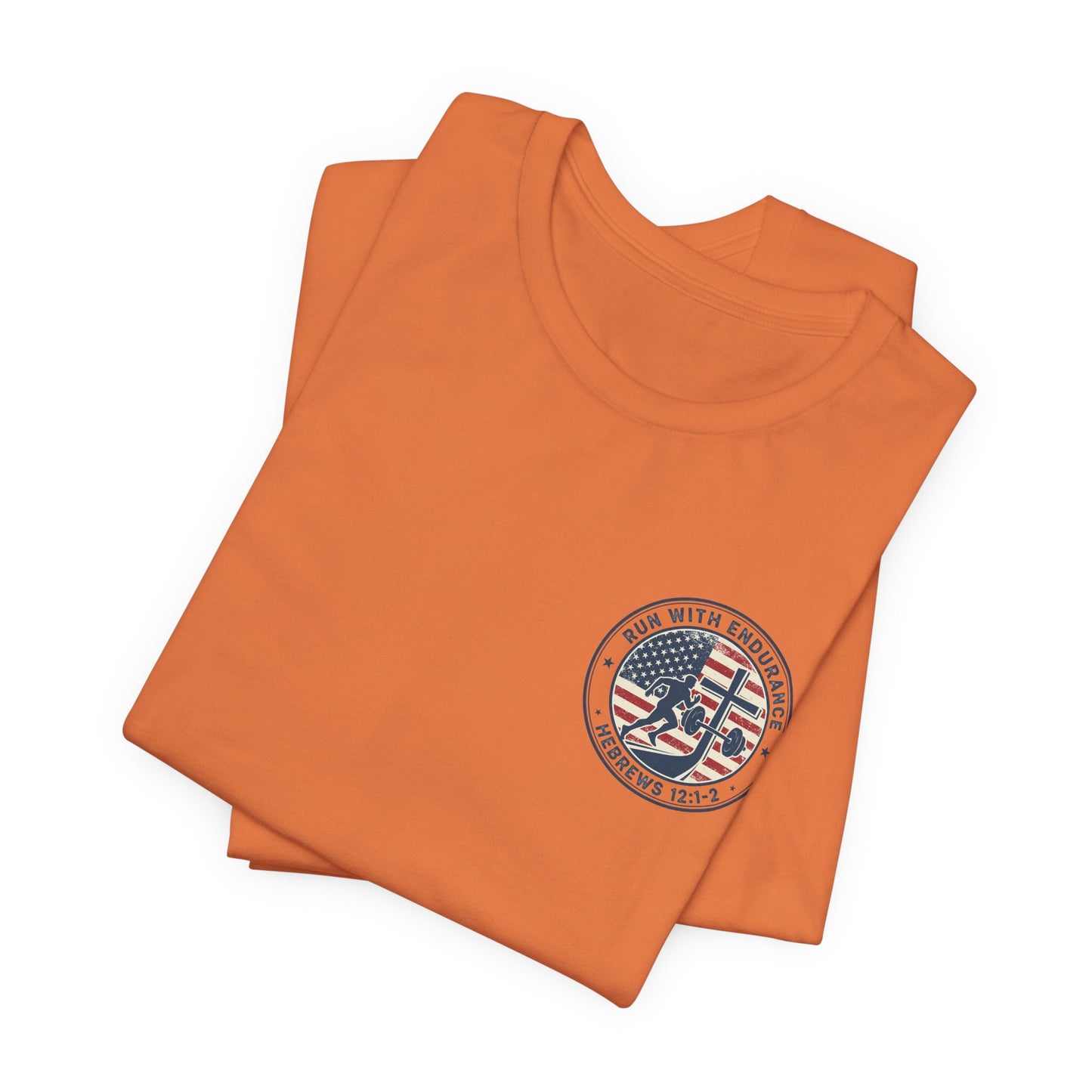 Hebrews 12:1-2 'Run With Endurance' T-Shirt — Inspirational Christian Tee