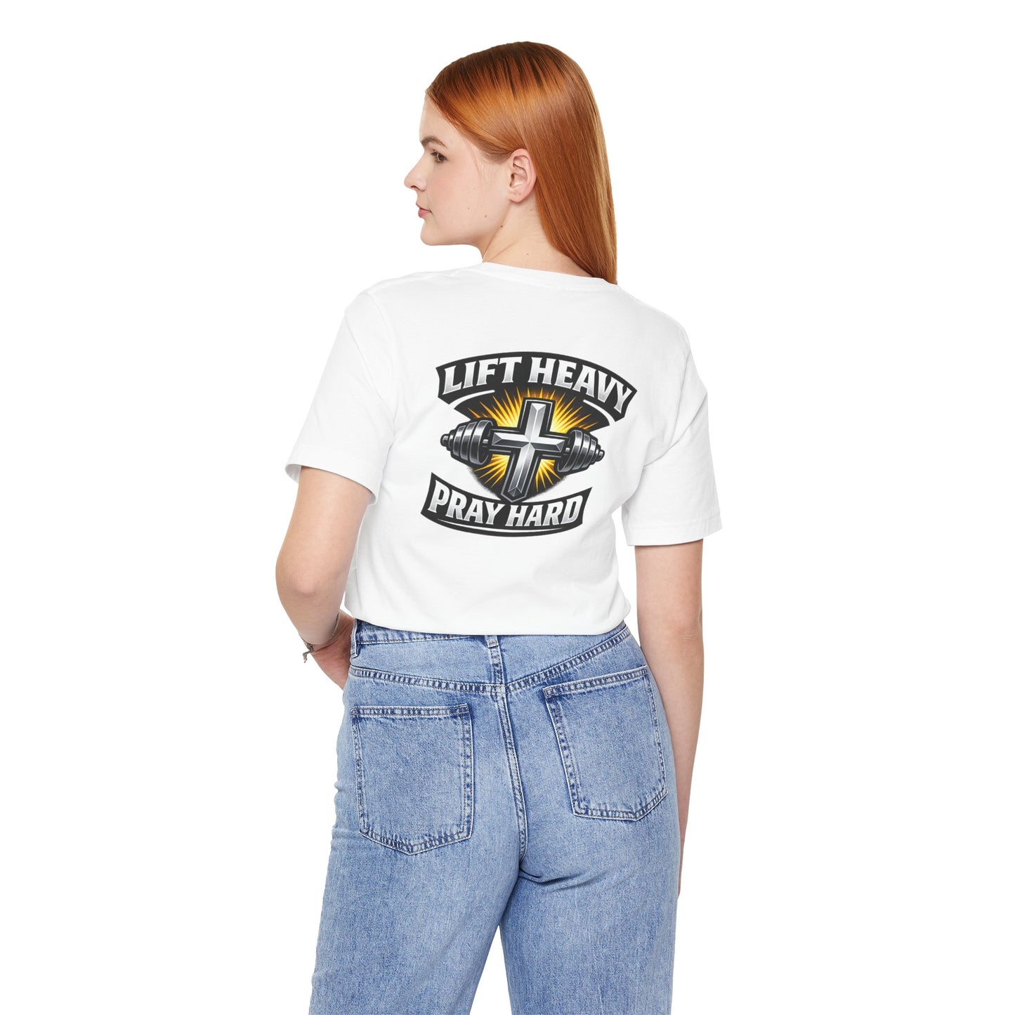 Lift Heavy Pray Hard T‑Shirt — Christian Fitness Gym Tee
