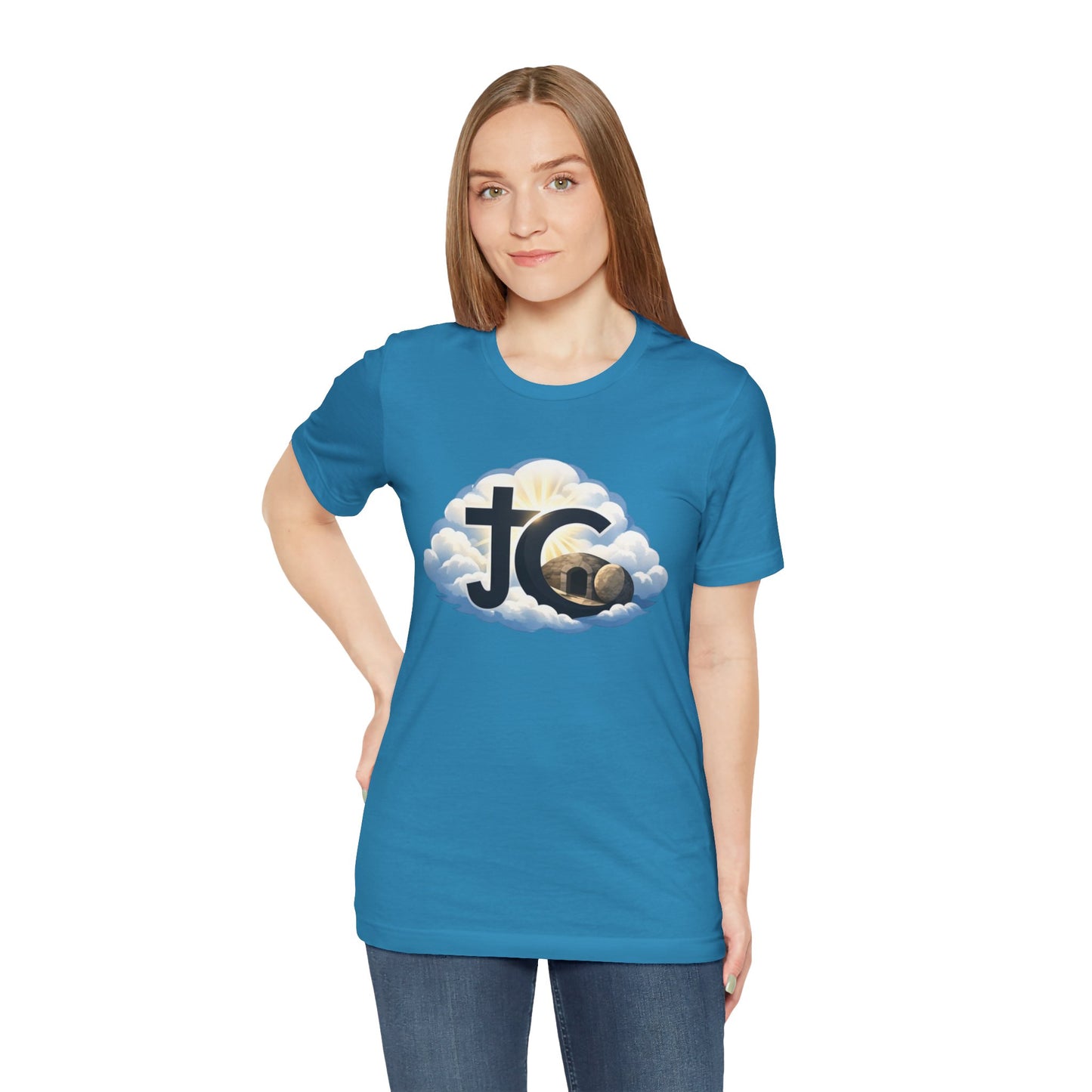 Jesus Christ (JC) Cross Tee — Crucified, Risen & Coming Again