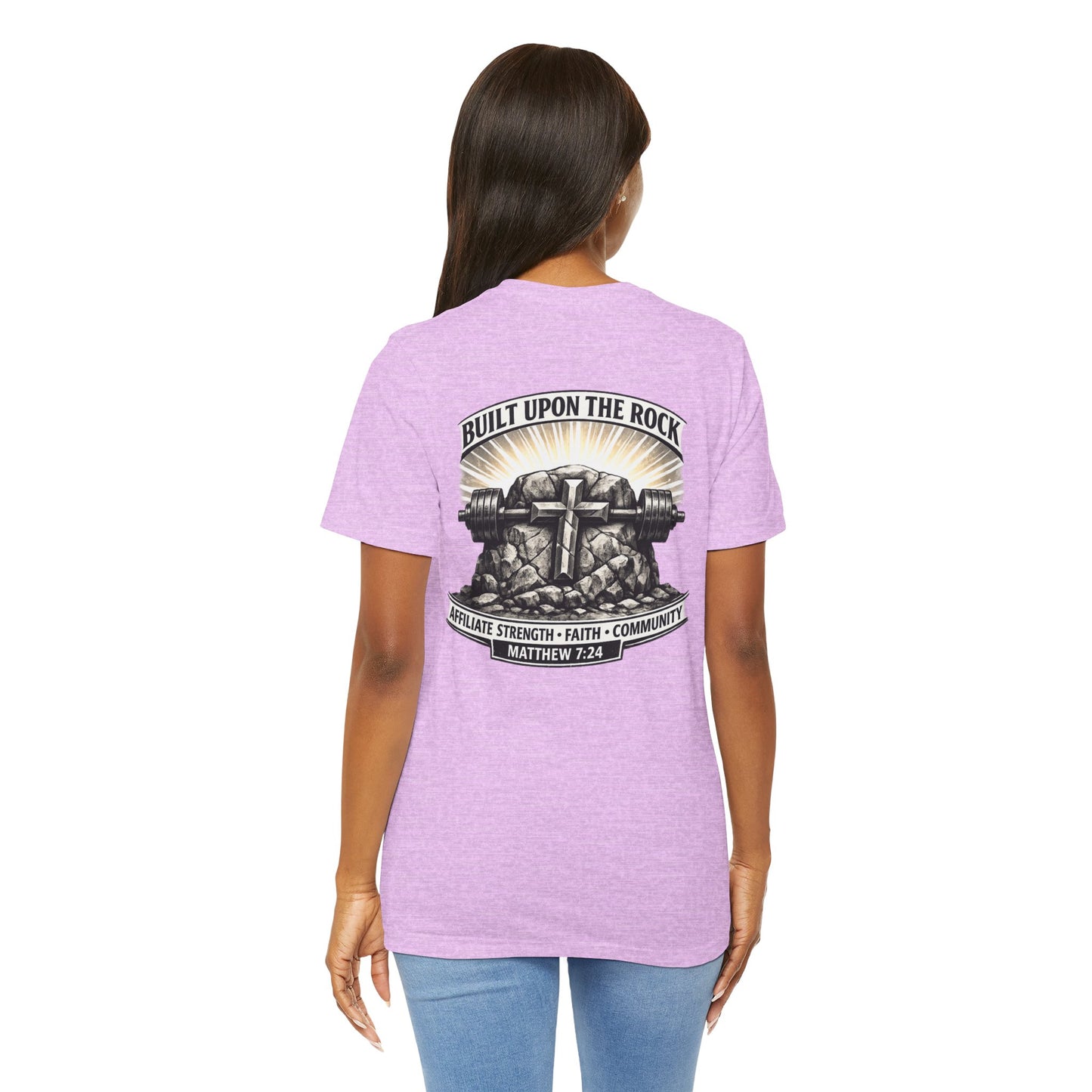 Built Upon the Rock T‑Shirt — Christian Faith Matthew 7:24 Graphic Tee