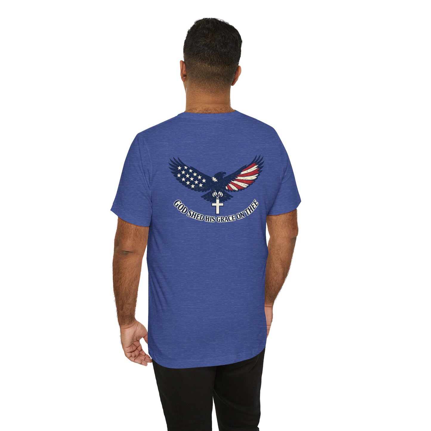 Patriotic Eagle T‑Shirt — "God Shed His Grace on Thee" Back Graphic Tee
