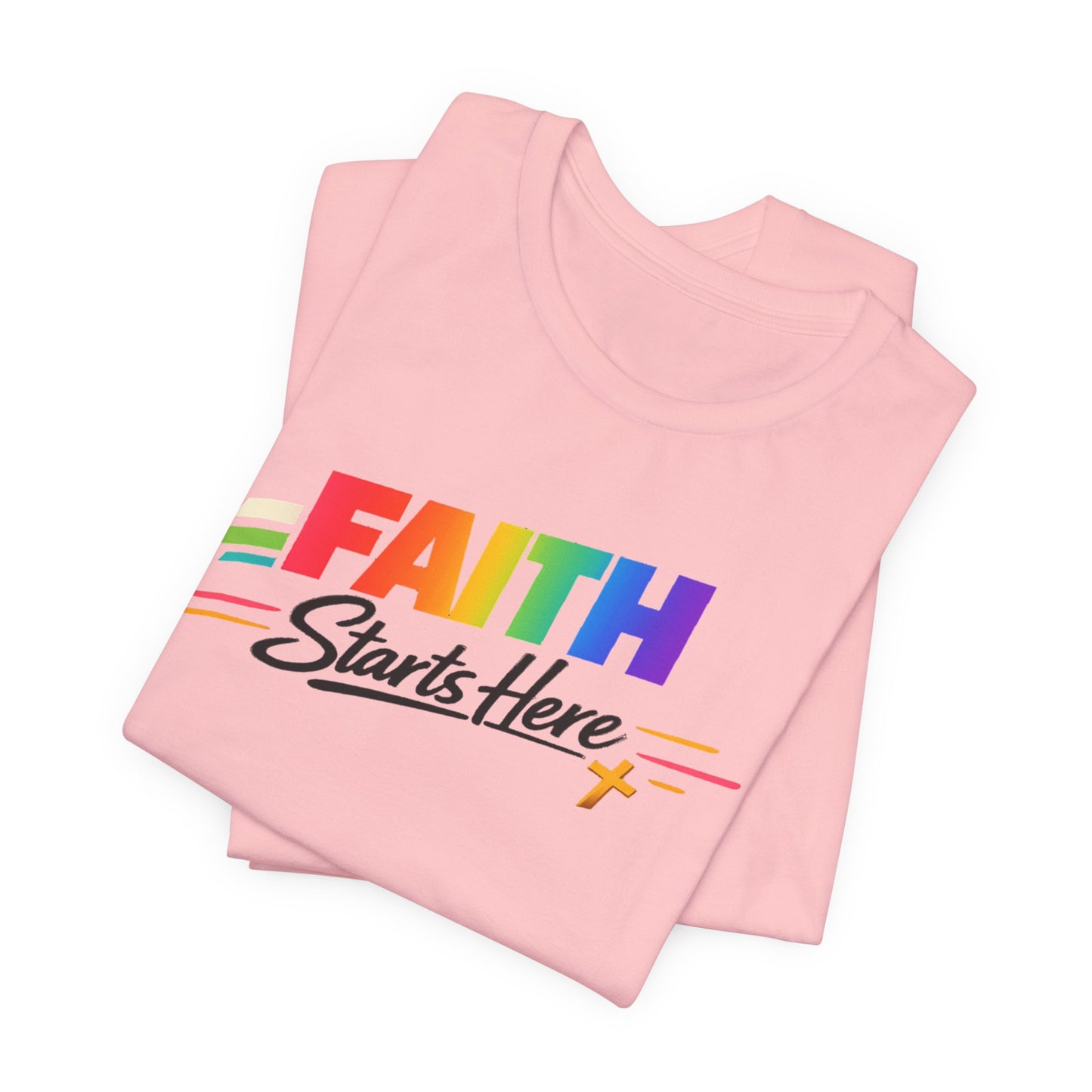 Faith Starts Here Rainbow Tee