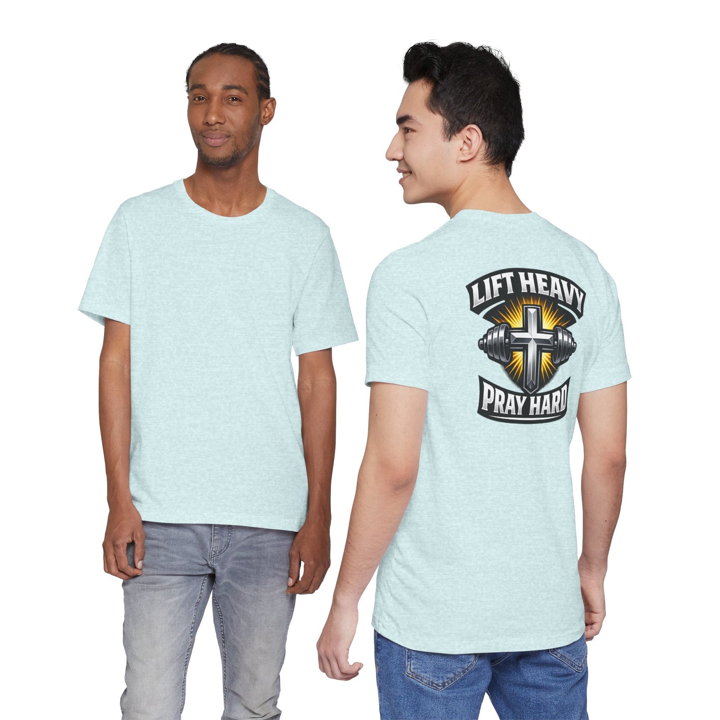 Lift Heavy Pray Hard T‑Shirt — Christian Fitness Gym Tee