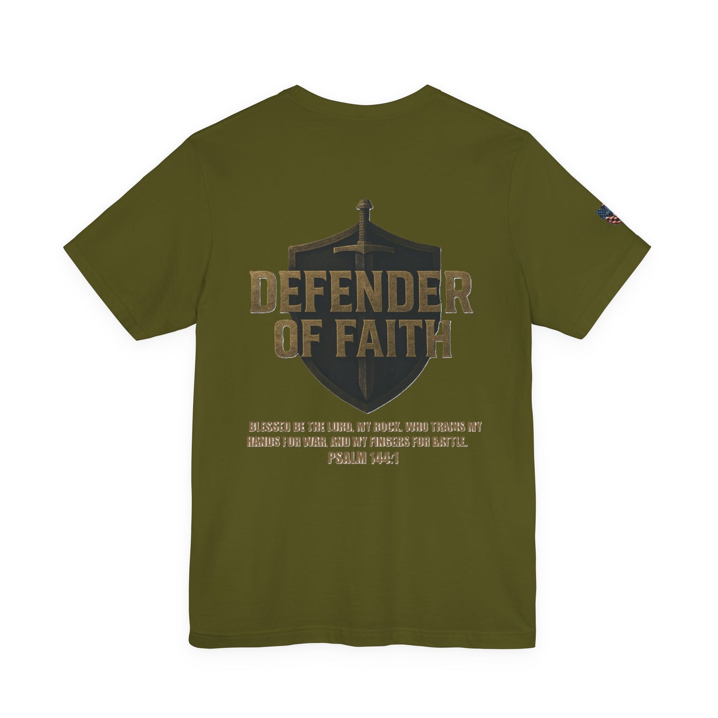 Psalm 144:1 'Defender of Faith' T-Shirt — Christian Scripture Tee