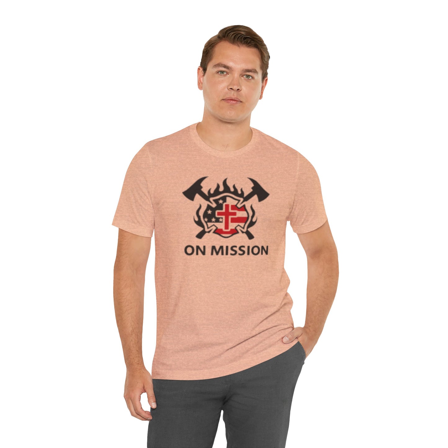 On Mission Christian Cross & American Flag T‑Shirt