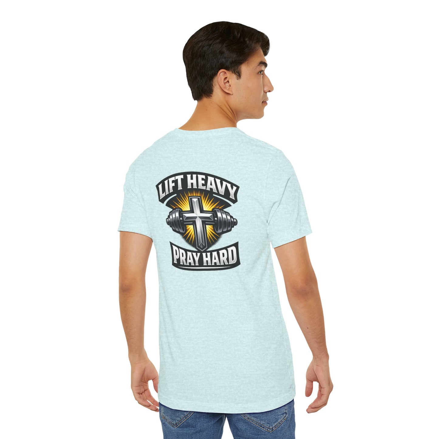 Lift Heavy Pray Hard T‑Shirt — Christian Fitness Gym Tee