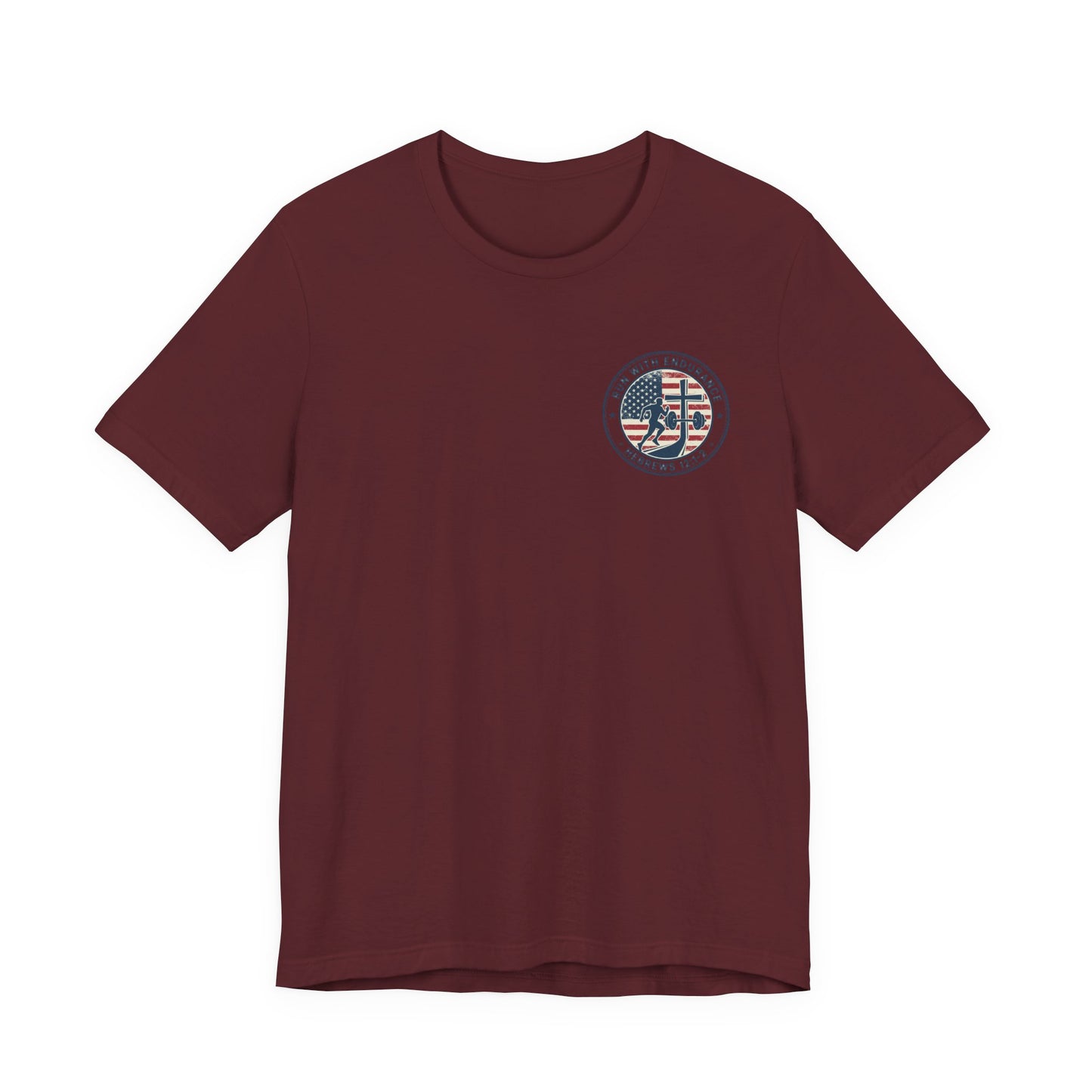 Hebrews 12:1-2 'Run With Endurance' T-Shirt — Inspirational Christian Tee