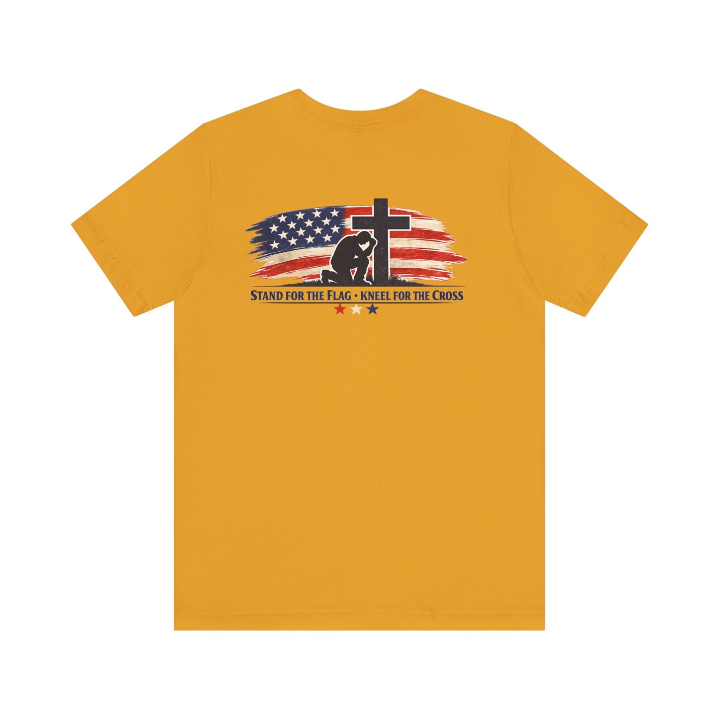 Patriotic Cross Tee – "Stand for the Flag, Kneel for the Cross" Short Sleeve T-Shirt