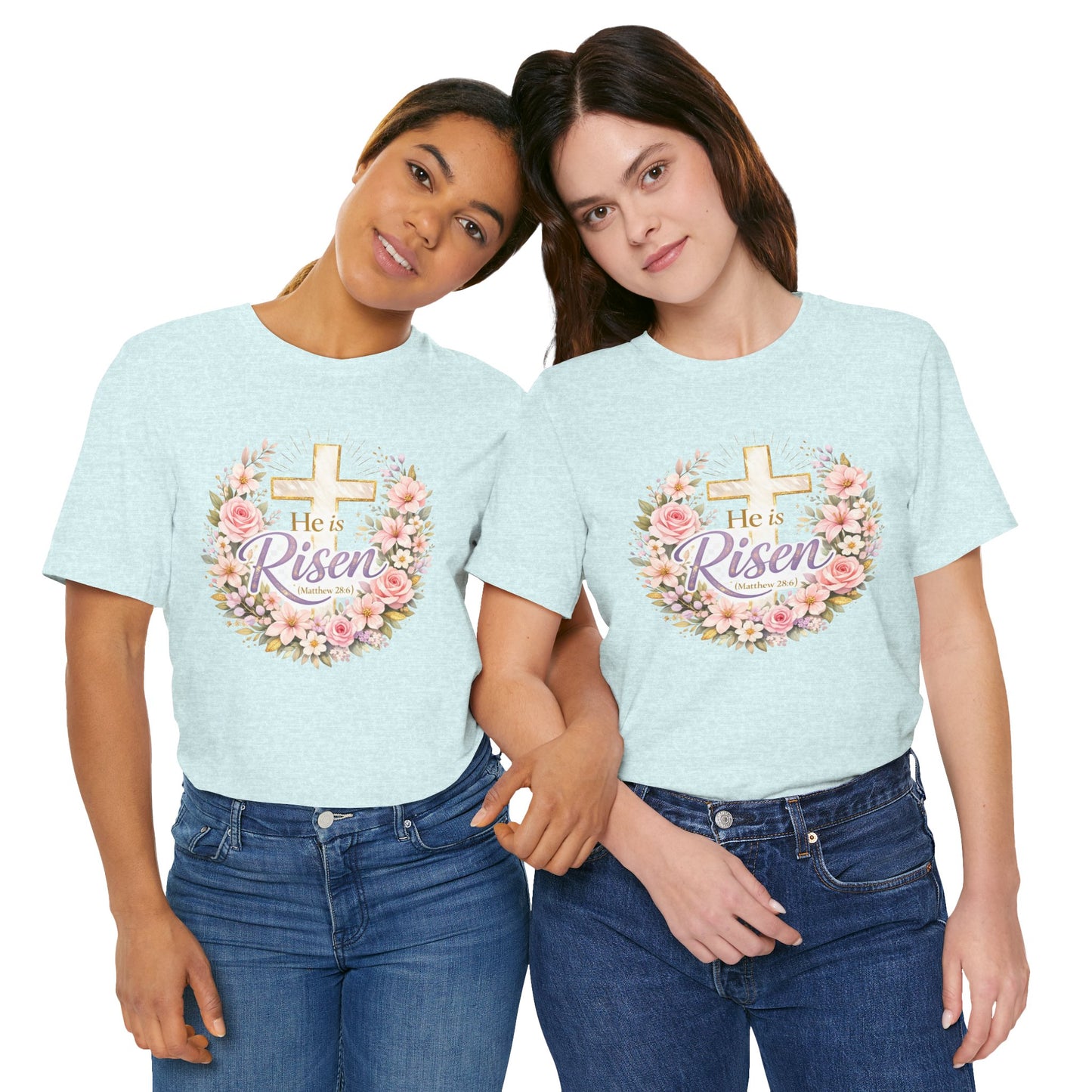 He Is Risen Floral Cross T-Shirt