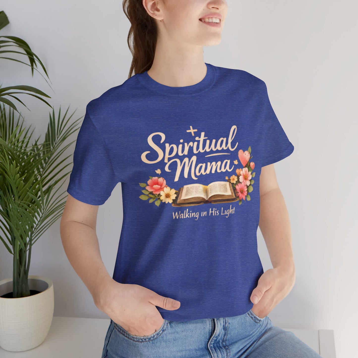 Spiritual Mama T-Shirt — "Walking in His Light" Floral Bible Tee
