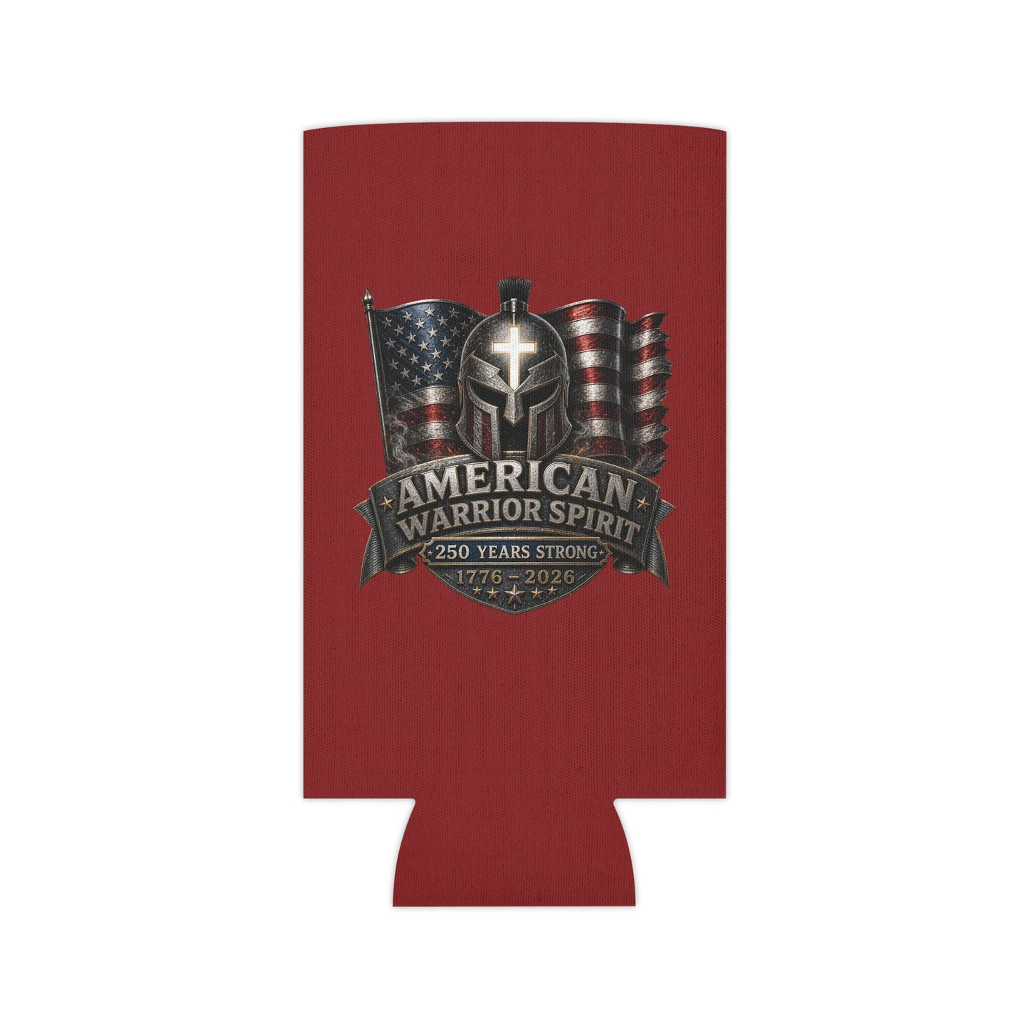 Can Cooler — American Warrior Spirit 250 Years (1776–2026) Patriotic Beer Koozie