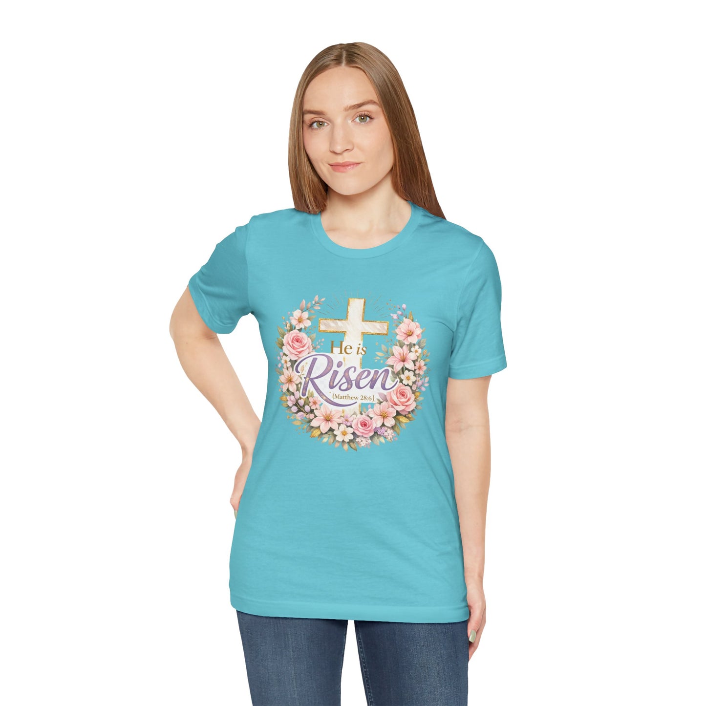 He Is Risen Floral Cross T-Shirt