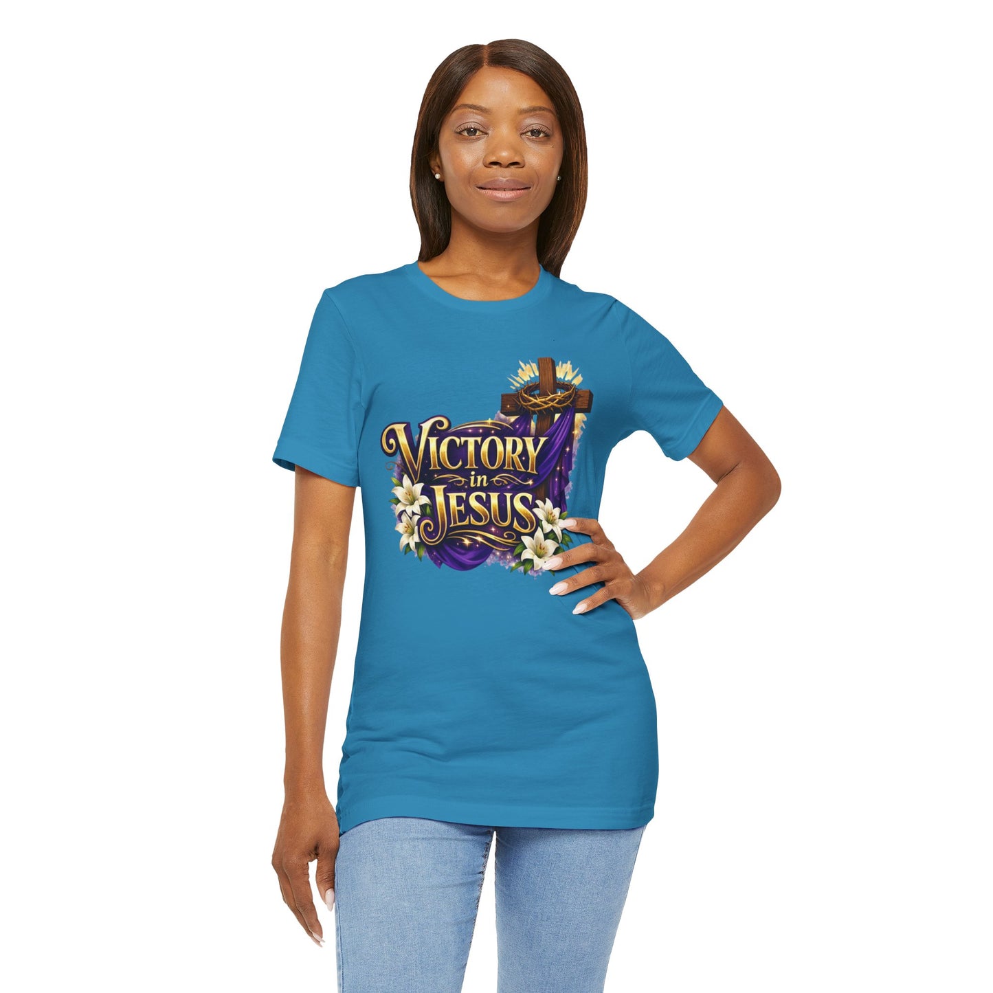 Victory In Jesus Christian T-Shirt — Cross Faith Tee