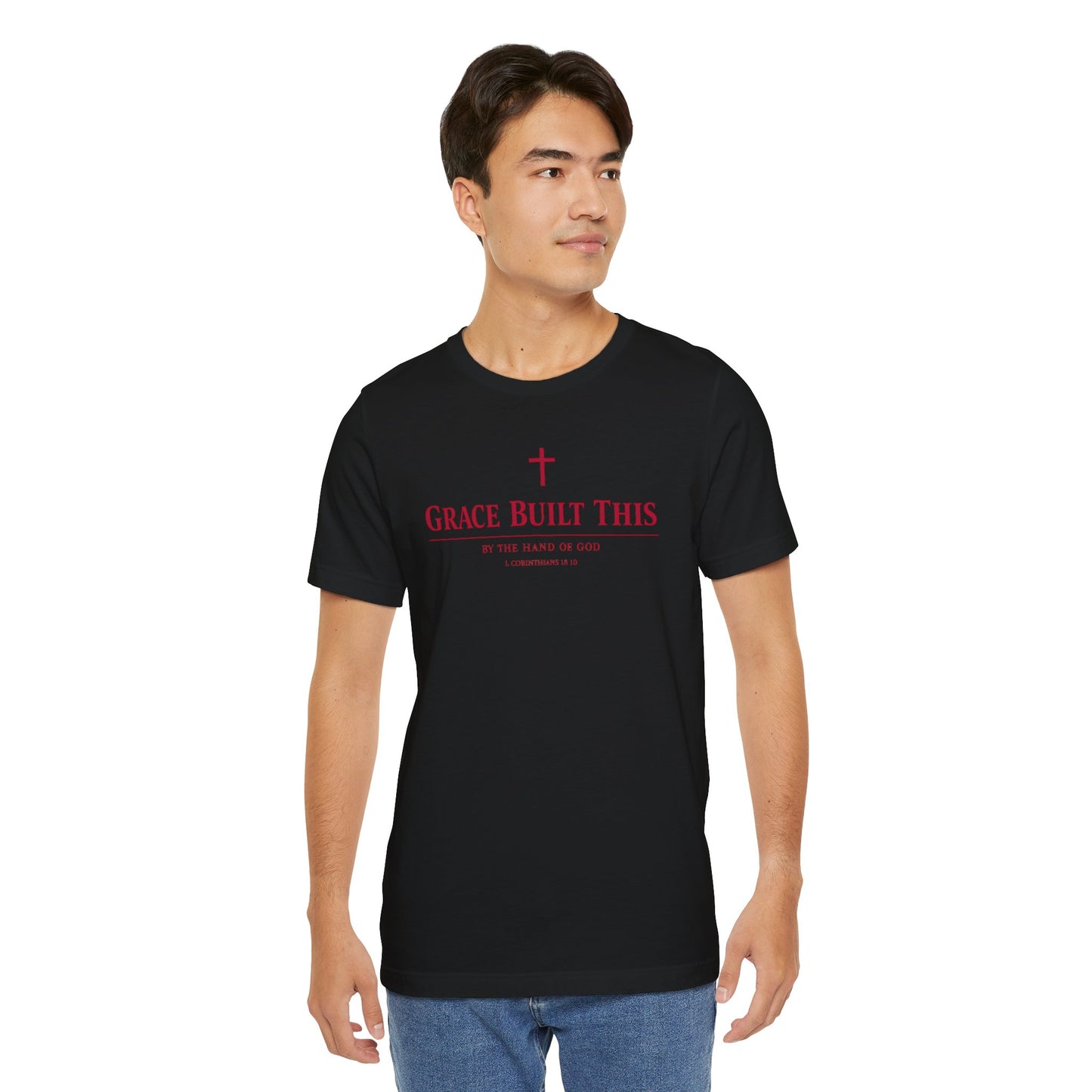 Grace Built This T-Shirt — Christian Faith Tee with Cross