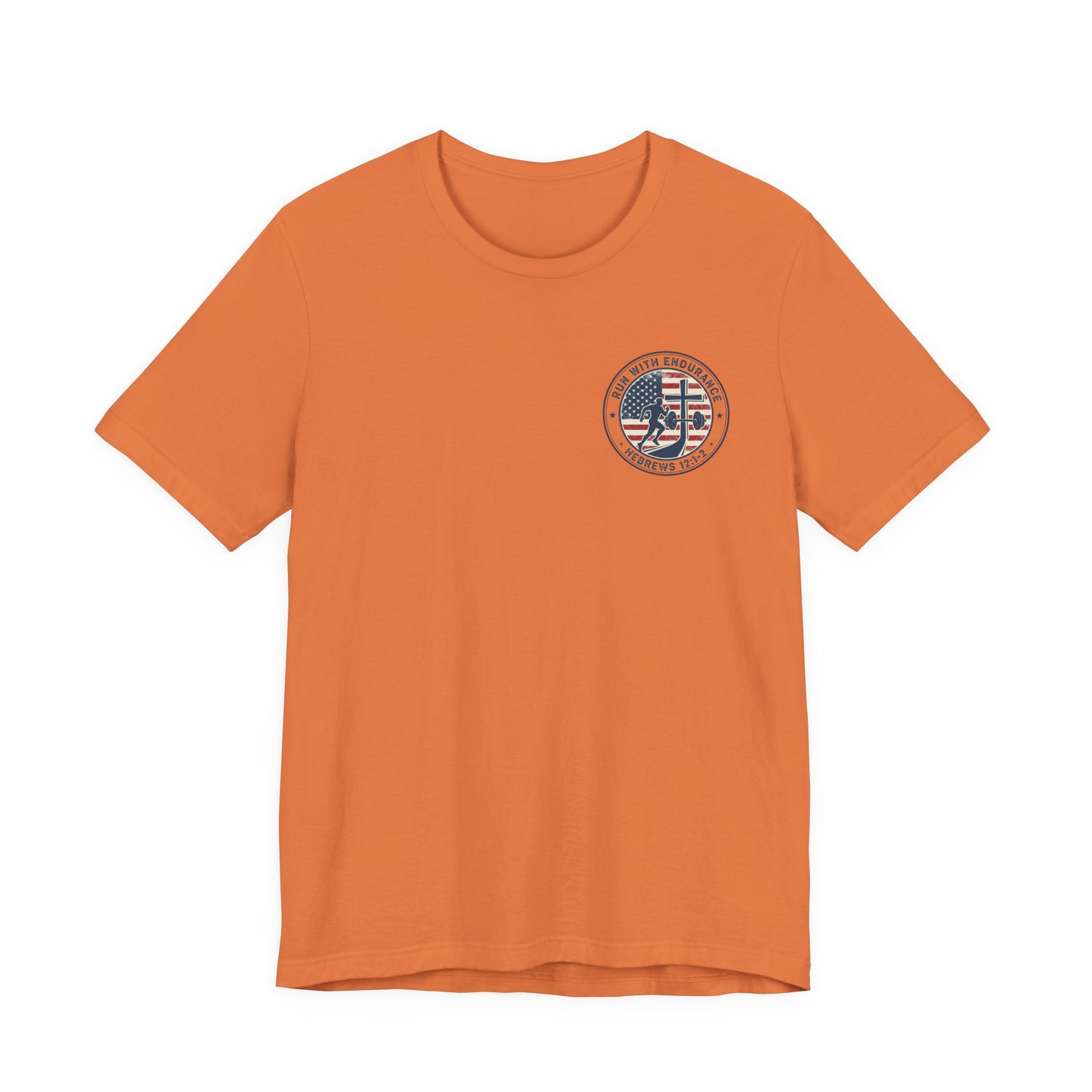 Hebrews 12:1-2 'Run With Endurance' T-Shirt — Inspirational Christian Tee