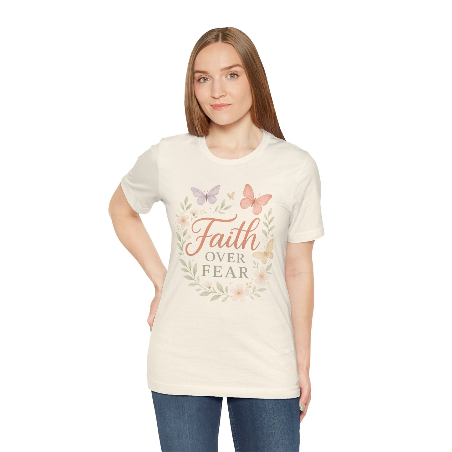 Faith Over Fear T-Shirt — Floral Butterfly Inspirational Tee