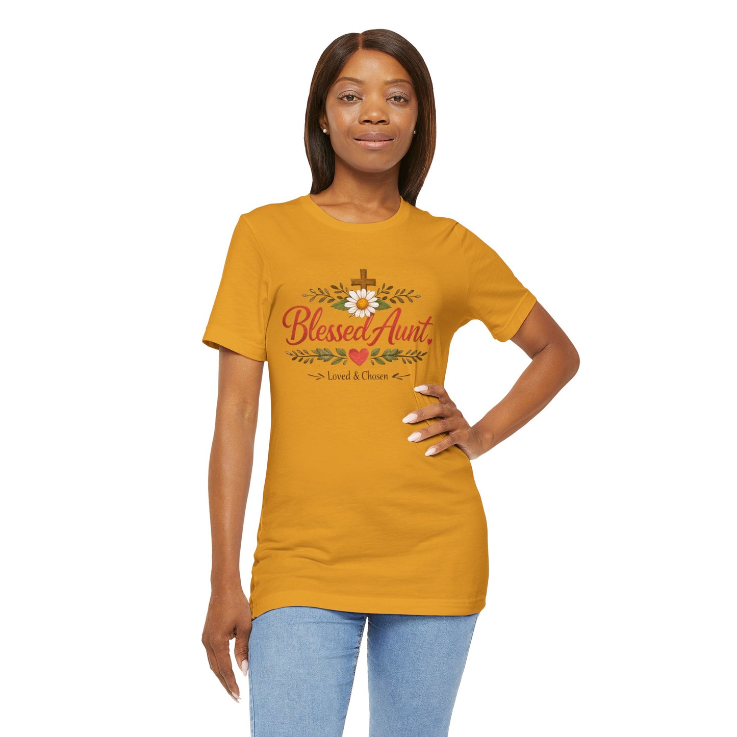 Blessed Aunt T-Shirt - "Blessed Aunt Loved & Chosen" Christian Floral Tee