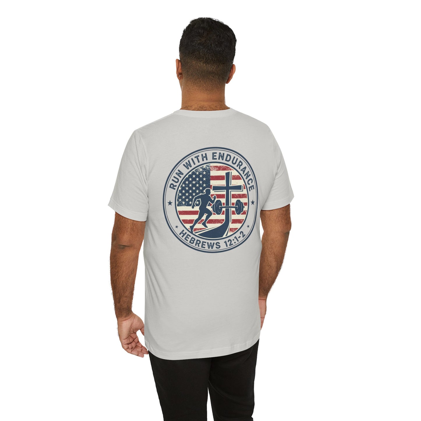 Hebrews 12:1-2 'Run With Endurance' T-Shirt — Inspirational Christian Tee