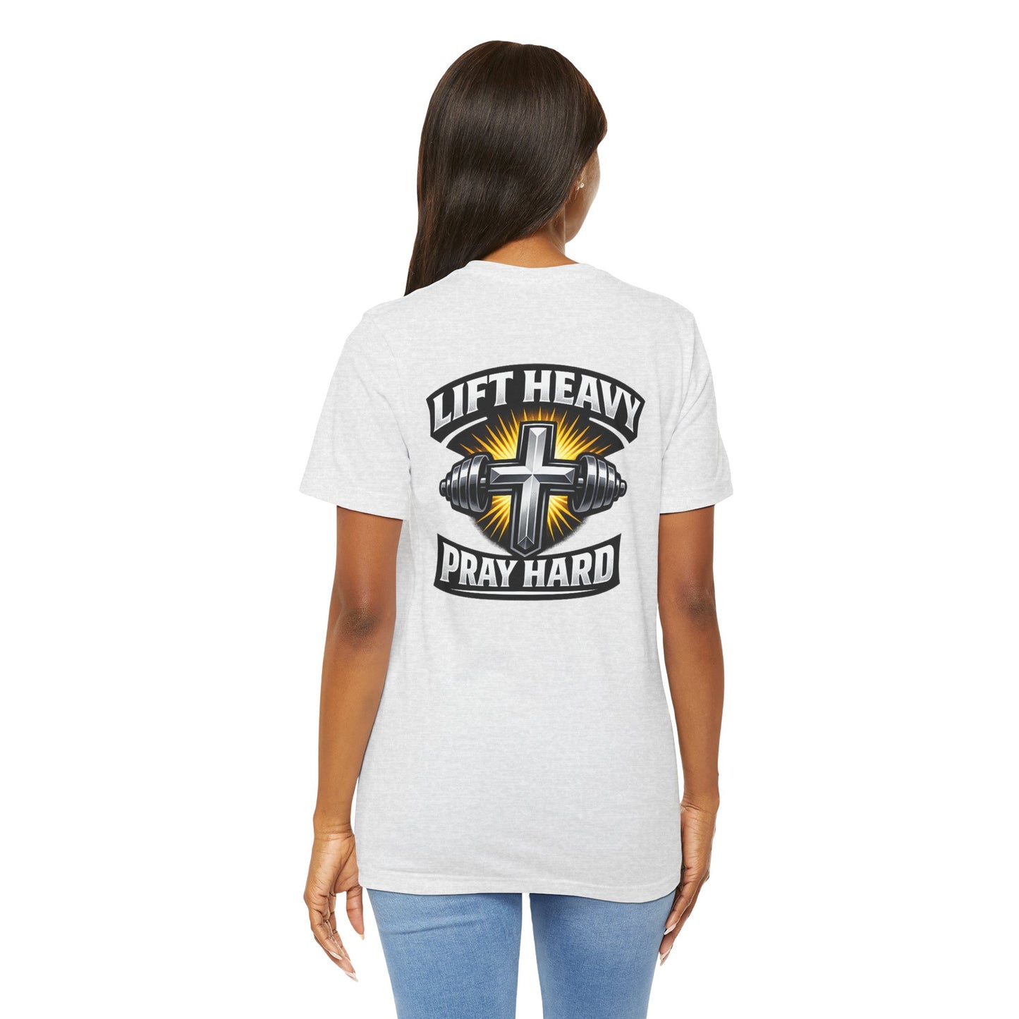Lift Heavy Pray Hard T‑Shirt — Christian Fitness Gym Tee