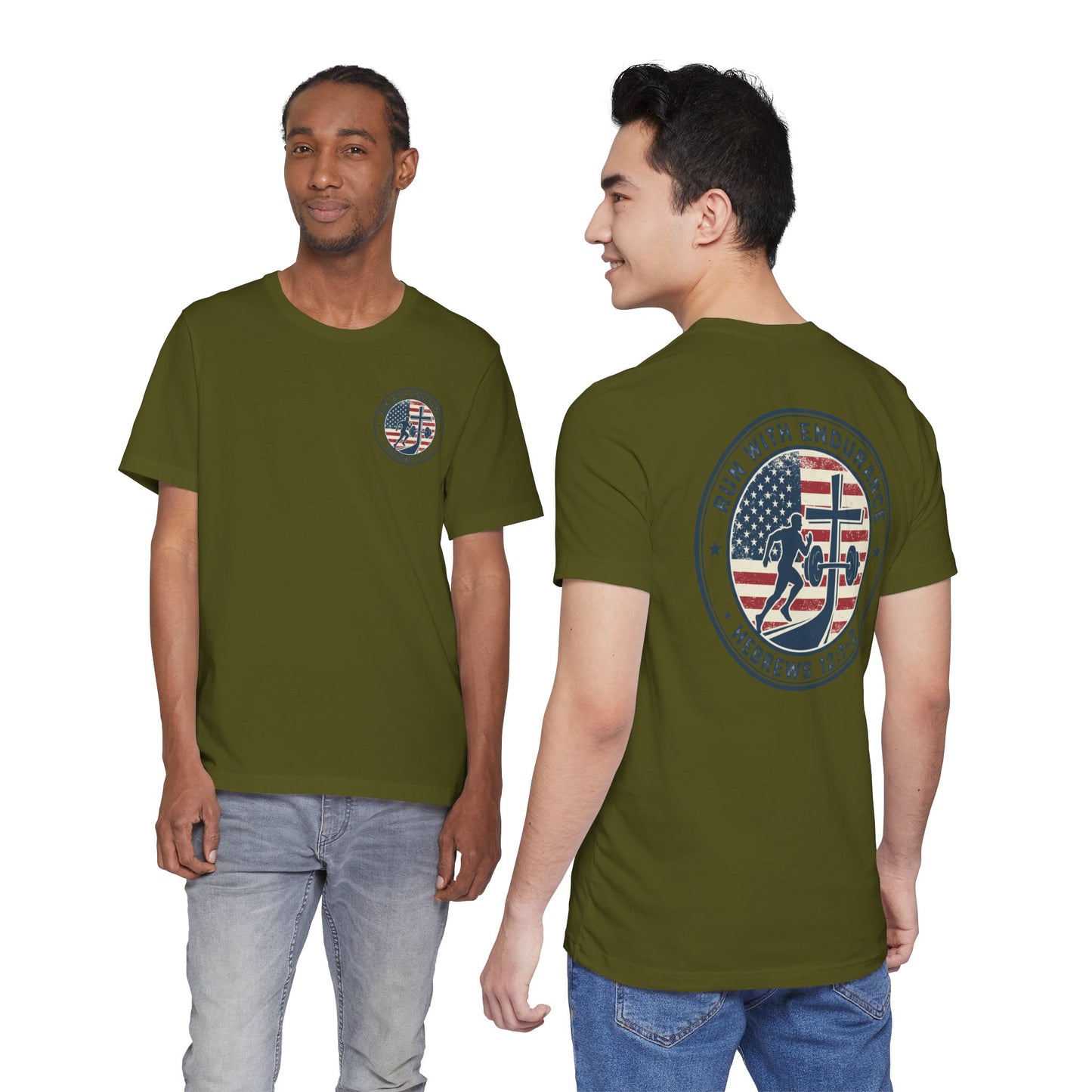 Hebrews 12:1-2 'Run With Endurance' T-Shirt — Inspirational Christian Tee