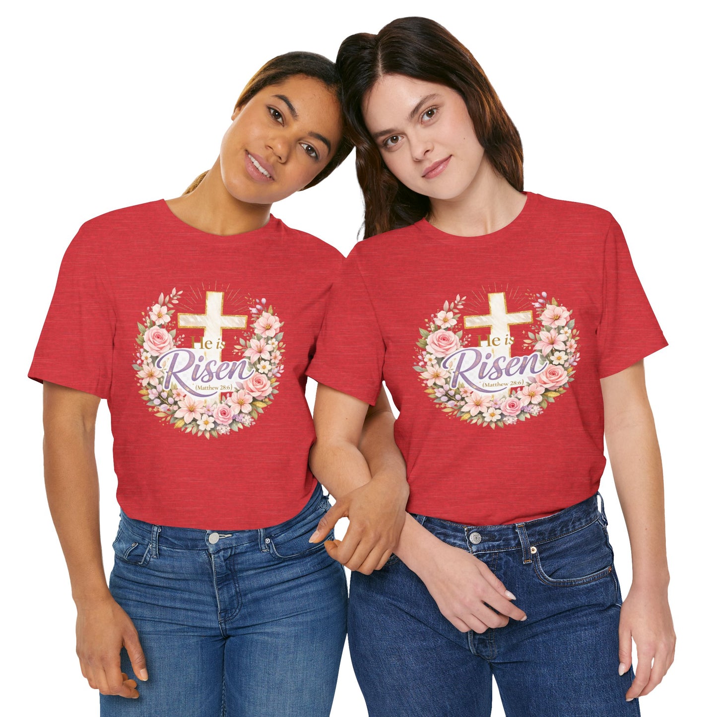 He Is Risen Floral Cross T-Shirt