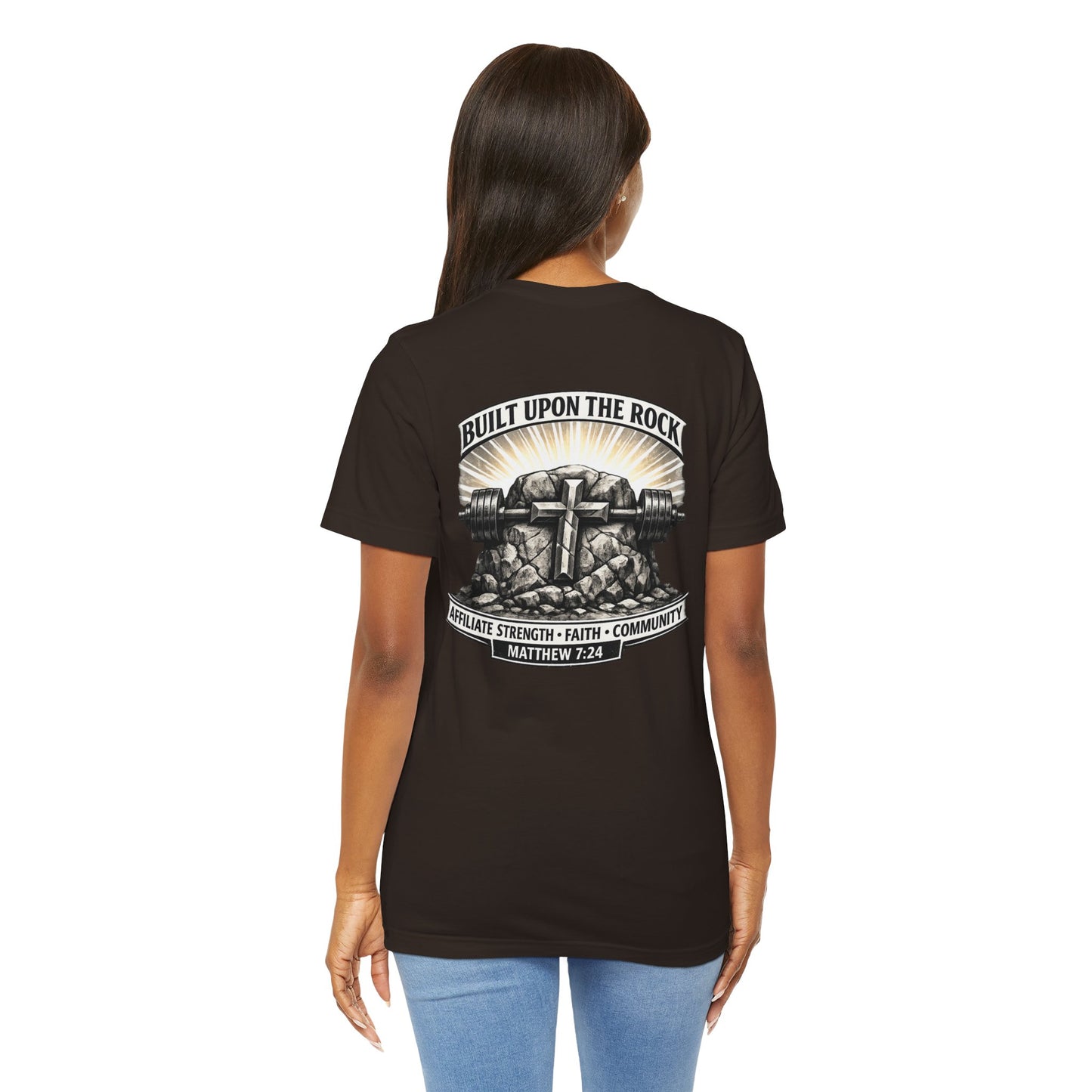 Built Upon the Rock T‑Shirt — Christian Faith Matthew 7:24 Graphic Tee